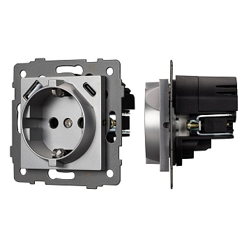Механизм розетки с USB зарядкой SCT-MUAC-PL-GR-V (250V, 16A) (Arlight, -)