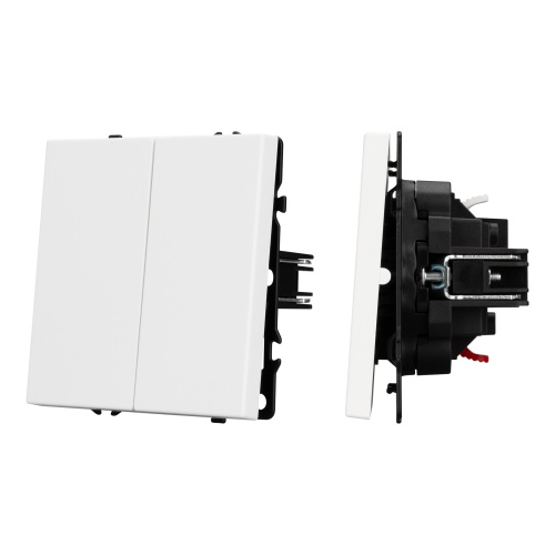 Механизм выключателя двухклавишный непроходной SWT-NOBE-MK02-SFPL-WH (230V, 10A) (Arlight, Белый кварц)