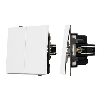 Механизм выключателя двухклавишный непроходной SWT-TENDO-MK02-PL-WH (230V, 10A) (Arlight, Белый)