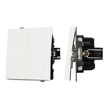 Механизм выключателя двухклавишный непроходной SWT-TENDO-MK02-SFPL-WH (230V, 10A) (Arlight, Матовый белый)