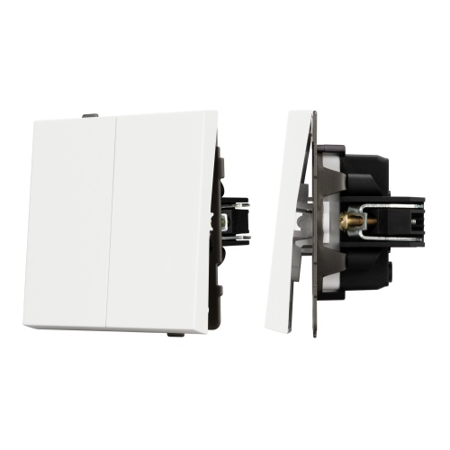 Механизм выключателя двухклавишный непроходной SWT-TENDO-MK02-SFPL-WH (230V, 10A) (Arlight, Матовый белый)