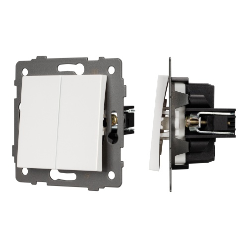 Механизм выключателя двухклавишный проходной SWT-MKP2-PL-WH-V (250V, 10A) (Arlight, -)