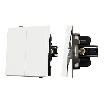 Механизм выключателя двухклавишный проходной SWT-TENDO-MKP2-SFPL-WH (230V, 10A) (Arlight, Матовый белый)