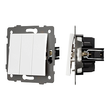 Механизм выключателя трехклавишный непроходной SWT-MK03-PL-WH-V (250V, 10A) (Arlight, -)