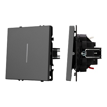 Механизм выключателя одноклавишный проходной LED SWT-NOBE-MKP1-SFPL-L-GR (230V, 10A) (Arlight, Серый базальт)