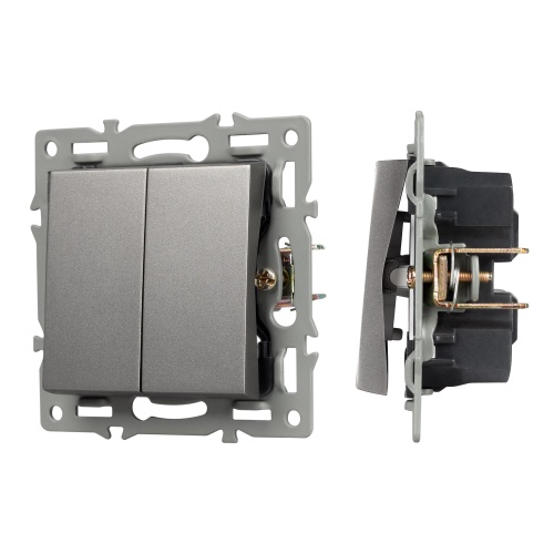 Механизм выключателя двухклавишный проходной SWT-MKP2-PL-GR (250V, 16A) (Arlight, -)