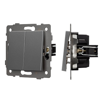 Механизм выключателя двухклавишный самовозвратный SWT-MKR2-PL-GR-V (250V, 10A) (Arlight, -)