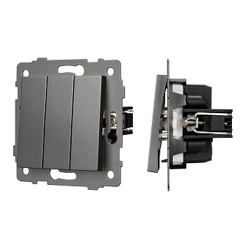 Механизм выключателя трехклавишный непроходной SWT-MK03-PL-GR-V (250V, 10A) (Arlight, -)