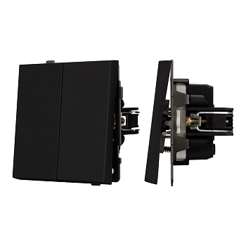 Механизм выключателя двухклавишный непроходной SWT-TENDO-MK02-SFPL-BK (230V, 10A) (Arlight, Матовый черный)