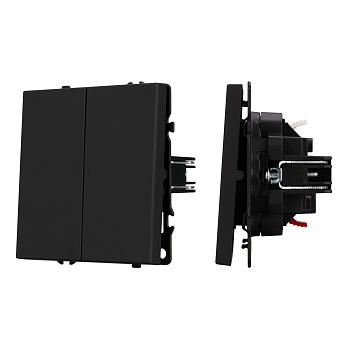 Механизм выключателя двухклавишный проходной SWT-NOBE-MKP2-SFPL-BK (230V, 10A) (Arlight, Черный оникс)