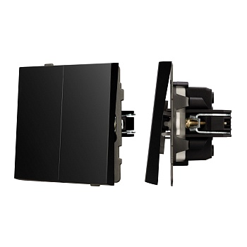 Механизм выключателя двухклавишный проходной SWT-TENDO-MKP2-PL-BK (230V, 10A) (Arlight, Черный)