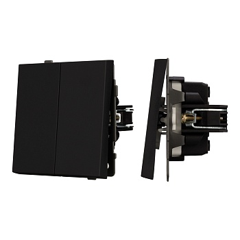 Механизм выключателя двухклавишный проходной SWT-TENDO-MKP2-SFPL-BK (230V, 10A) (Arlight, Матовый черный)