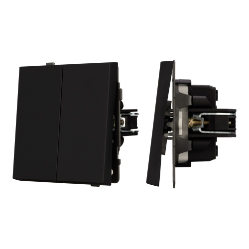 Механизм выключателя двухклавишный проходной SWT-TENDO-MKP2-SFPL-BK (230V, 10A) (Arlight, Матовый черный)