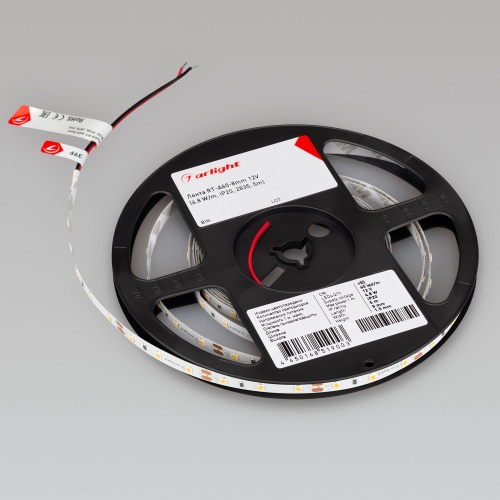 Лента RT-A60-8mm 12V Warm3500 (4.8 W/m, IP20, 2835, 5m) (Arlight, Открытый)