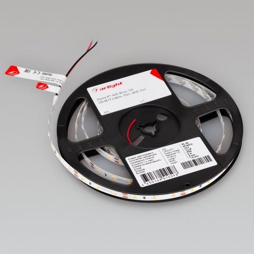 Лента RT-A60-8mm 12V Warm3000 CRI98 (7.2 W/m, IP20, 2835, 5m) (Arlight, Открытый)