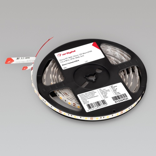 Лента RT-B60-10mm 12V Warm2700 (14.4 W/m, IP20, 5060, 5m) (Arlight, 14.4 Вт/м, IP20)