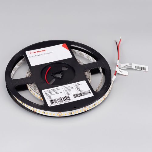 Лента RT-A168-10mm 24V Warm3500 (17 W/m, IP20, 2835, 5m) (Arlight, Открытый)