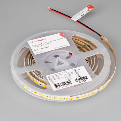 Лента ULTRA-C180-10mm 24V Warm2700 (19.2 W/m, IP20, 5630, 5m) (Arlight, высок.эфф.200 лм/Вт)