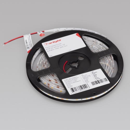Лента герметичная RTW-SE-A60-8mm 12V White6000 (4.8 W/m, IP65, 2835, 5m) (Arlight, 4.8 Вт/м, IP65)