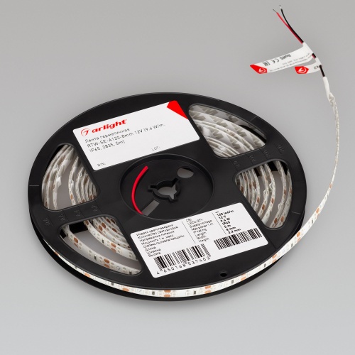 Лента RTW 2-5000SE 12V Green 2x (3528, 600 LED, LUX) (Arlight, 9.6 Вт/м, IP65)