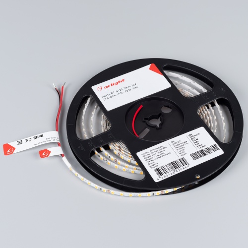 Лента RT-A120-5mm 24V Day4000 (9.6 W/m, IP20, 2835, 5m) (Arlight, узкая)