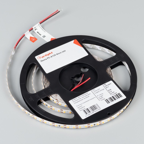 Лента FC-A120-8mm 24V Warm2400-CX1 (5 W/m, IP20, 5m) (Arlight, резка 1 светодиод)