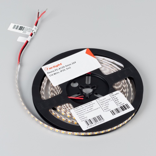 Лента FC-A120-5mm 24V Warm2700-CX1 (10 W/m, IP20, 5m) (Arlight, резка 1 светодиод)