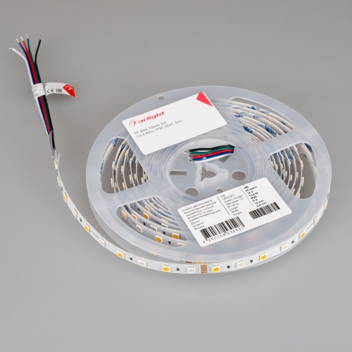 Лента RT-B60-10mm 24V RGBW-White (14.4 W/m, IP20, 5m) (Arlight, Открытый)