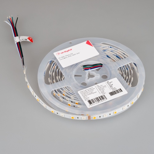 Лента RT-B60-10mm 24V RGBW-Day (14.4 W/m, IP20, 5m) (Arlight, Открытый)