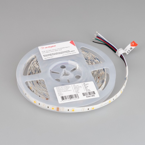 Лента RTW-SE-B60-10mm 24V RGBW-Warm (14.4 W/m, IP65, 5060, 5m) (Arlight, Открытый)