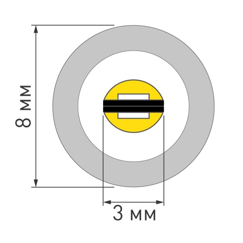 Лента герметичная LUNA-X960-D8mm 24V Warm3000 (8 W/m, IP65, 360deg, 5m) (Arlight, CRI>90)