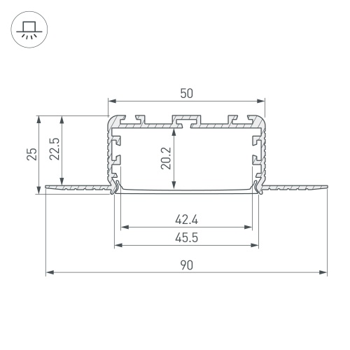 Профиль KLUS-POWER-W50H25-F-HIDE-2000 (Arlight, Алюминий)