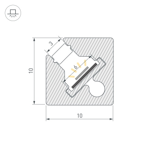 Профиль c экраном SL-KANT-H10-SQUARE-2000 CHAMPAGNE GOLD (Arlight, Алюминий+пластик)