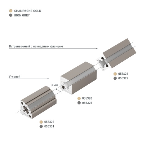 Профиль c экраном SL-KANT-H10-SQUARE-2000 CHAMPAGNE GOLD (Arlight, Алюминий+пластик)