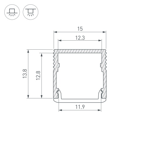 Профиль SL-MINI-15-3000 BLACK (Arlight, Алюминий)