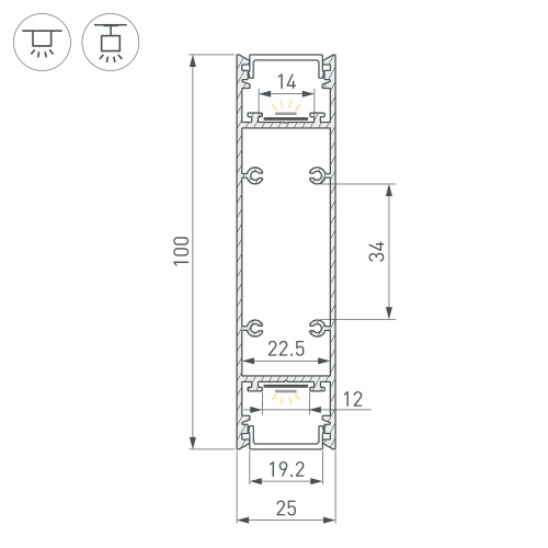 Профиль SL-LINE-25100-DUAL-2500 ROSE CHAMPAGNE (Arlight, Алюминий)