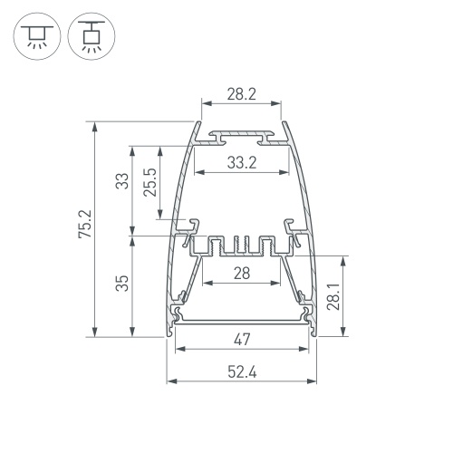 Профиль LINE-5075-U-HONEYCOMB-2000 BLACK (Arlight, Алюминий)