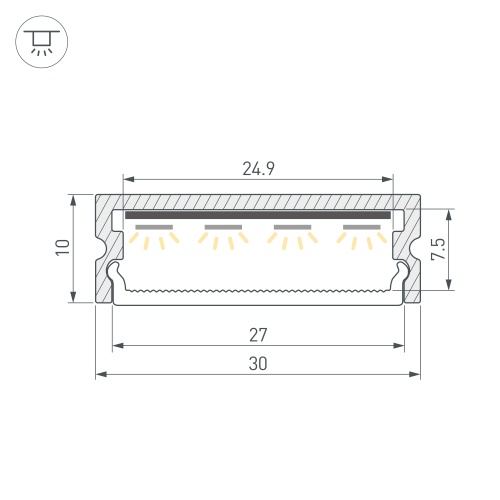 Профиль LINE-3010-2000 ANOD (Arlight, Алюминий)