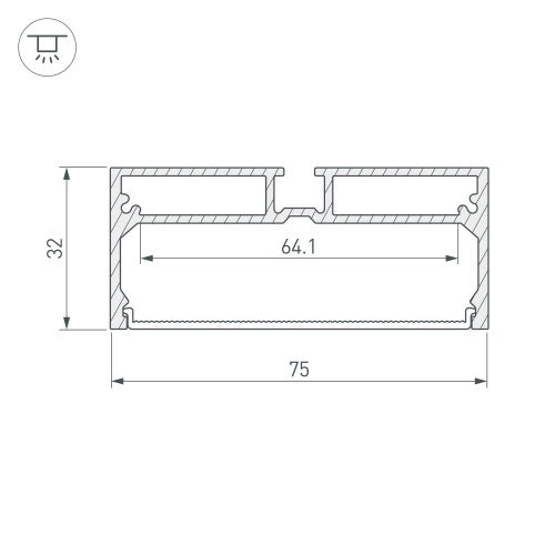 Профиль с экраном SL-LINE-7532-2000 ANOD (Arlight, Алюминий)