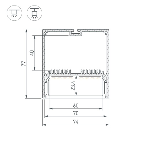 Профиль с экраном SL-LINE-7477-2500 WHITE+OPAL (Arlight, Алюминий)