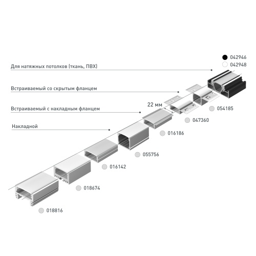 Профиль FANTOM-W20-H20-2000 ANOD (Arlight, Алюминий)