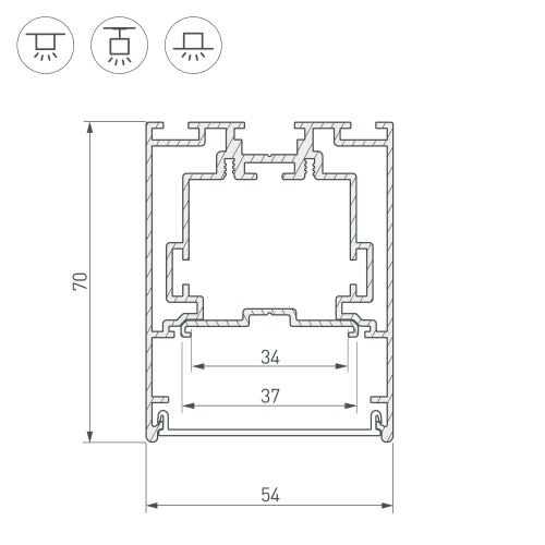 Профиль S2-LINE-5470-2500 SEAMLESS ANOD (Arlight, Алюминий)