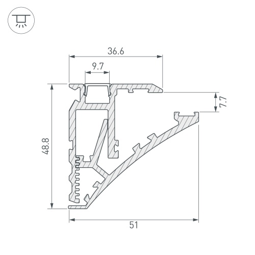 Профиль SHELF-600-2000 ANOD (Arlight, Алюминий)
