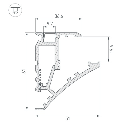 Профиль SHELF-600-2000 ANOD (Arlight, Алюминий)