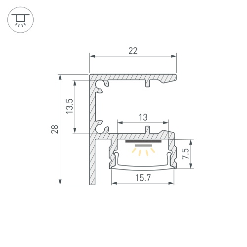 Профиль WALL-2228-2000 ANOD (Arlight, Алюминий)