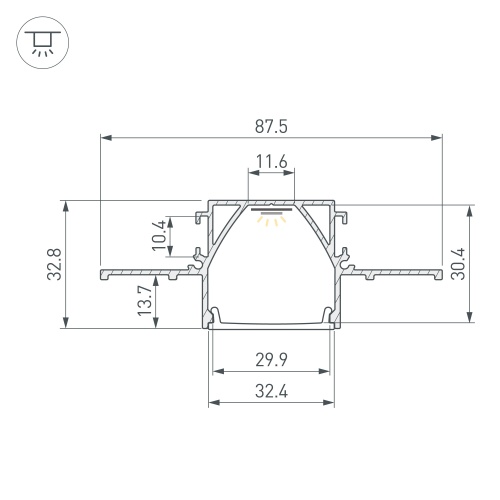 Профиль LINIA32-FANTOM-MID-2000 ANOD (Arlight, Алюминий)