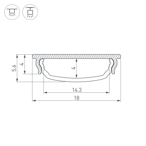 Профиль ARH-BENT-W18-2000 ANOD BLACK (Arlight, Алюминий)