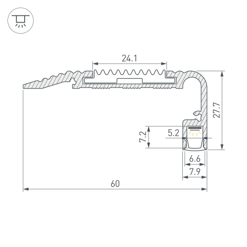 Профиль STAIR-W60-2000 ANOD BLACK (Arlight, Алюминий)