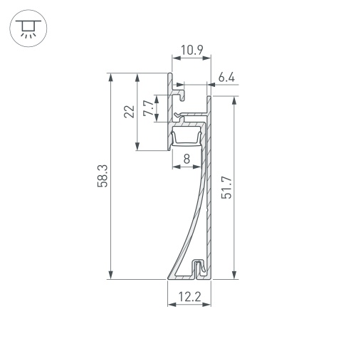 Профиль PLINTUS-H58-F-2000 BLACK (Arlight, Алюминий)
