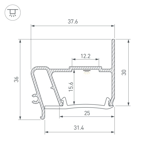 Профиль STRETCH-S-30-WALL-SIDE-2000 (STEP) (Arlight, Алюминий)